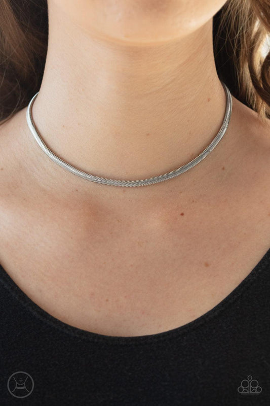 Paparazzi Accessories - Flat Out Fierce - Silver Choker Necklace - Bling by JessieK