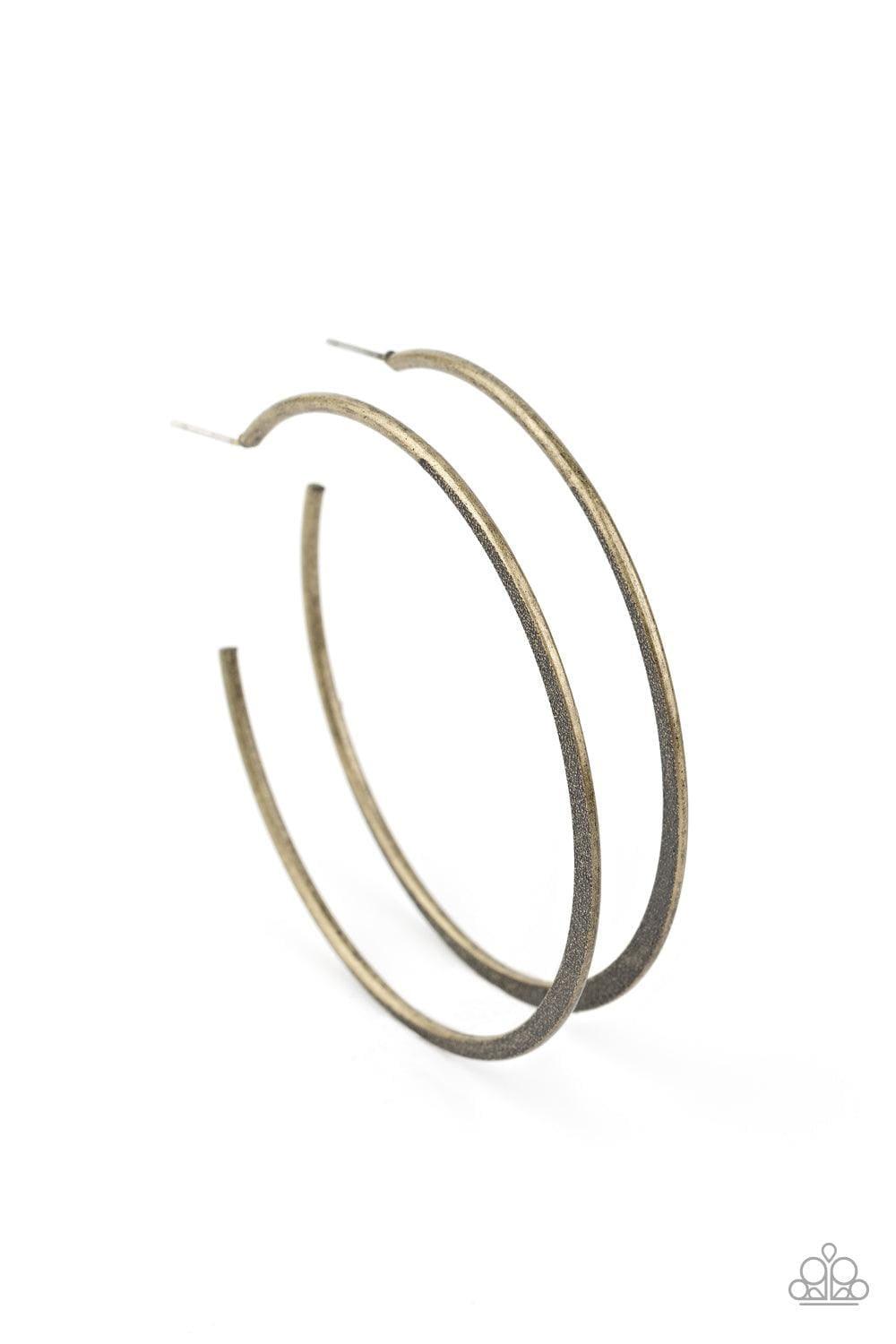 Paparazzi Accessories - Flat Spin - Brass Hoops Earrings - Bling by JessieK