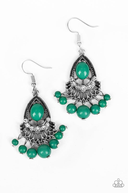 Paparazzi Accessories - Floating On Heir - Green Earrings - Bling by JessieK
