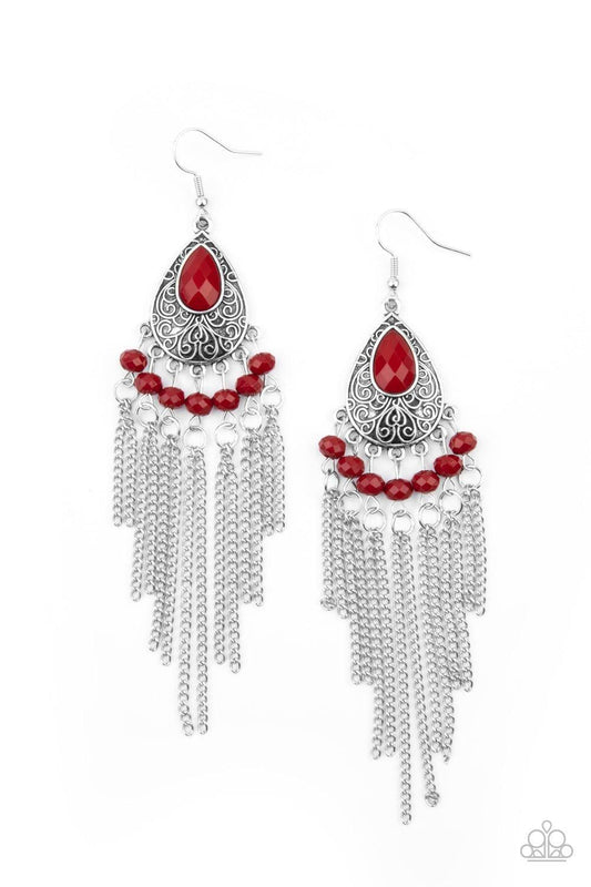 Paparazzi Accessories - Floating On Heir - Red Earrings - Bling by JessieK