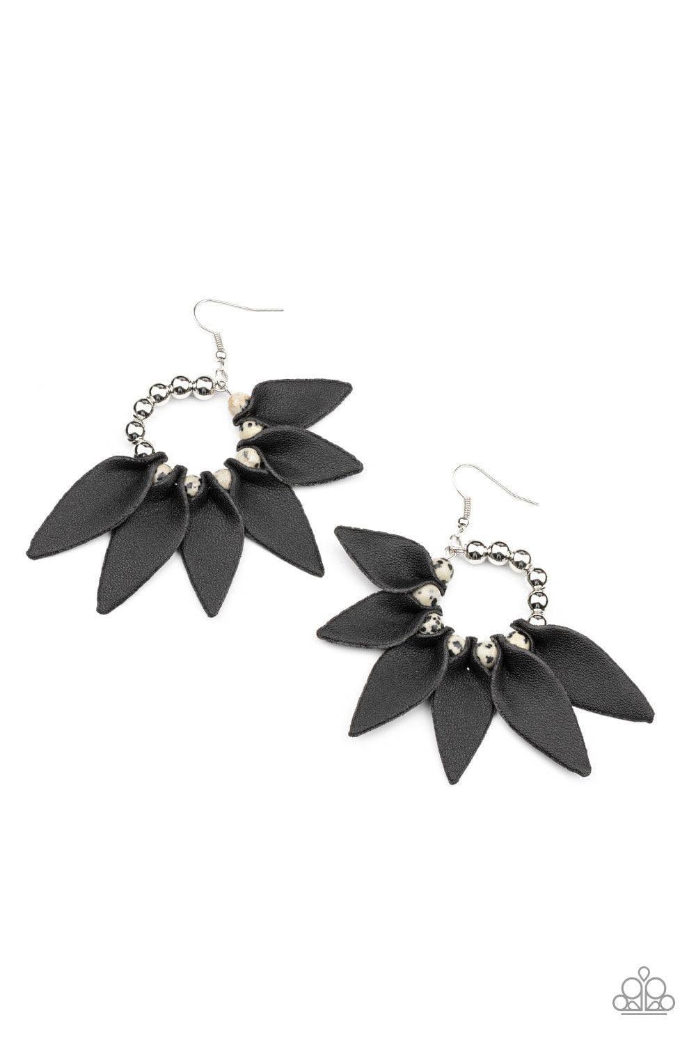 Paparazzi Accessories - Flower Child Fever - Black Earrings - Bling by JessieK
