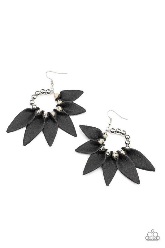 Paparazzi Accessories - Flower Child Fever - Black Earrings - Bling by JessieK