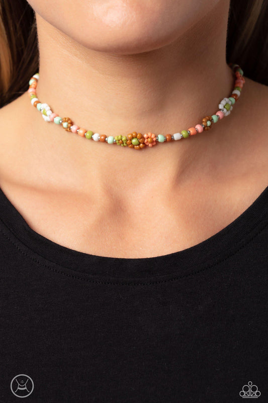 Paparazzi Accessories - Flower Child Flair - Multicolor Gr/mt Choker Necklace - Bling by JessieK
