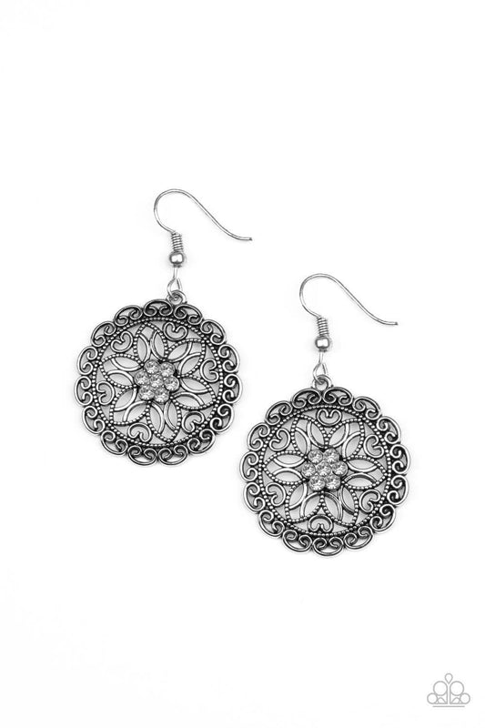 Paparazzi Accessories - Flower Shop Sparkle - White Earrings - Bling by JessieK