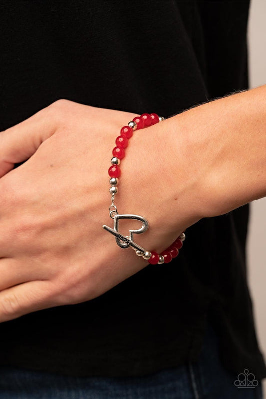 Paparazzi Accessories - Following My Heart - Red Bracelet - Bling by JessieK