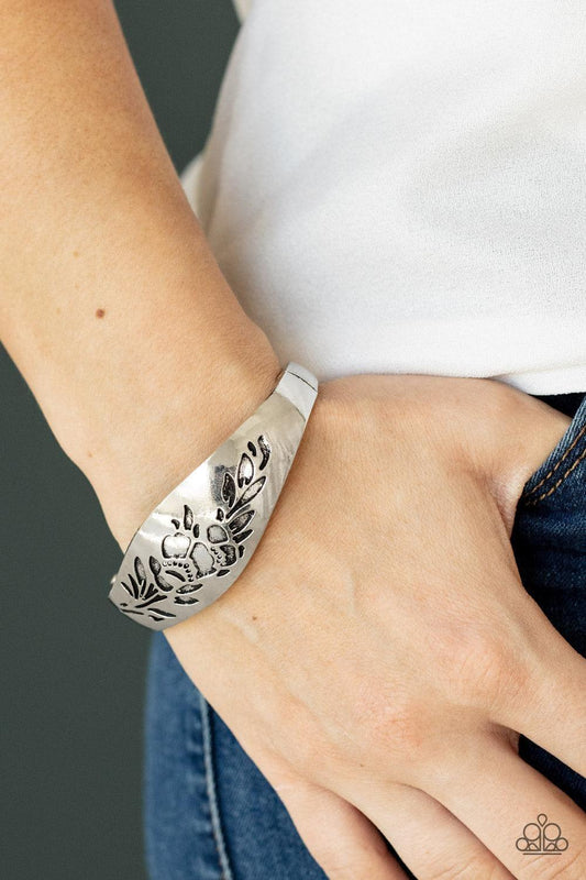 Paparazzi Accessories - Fond Of Florals - Silver Bracelet - Bling by JessieK