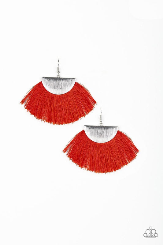 Paparazzi Accessories - Fox Trap - Red Fringe Earrings - Bling by JessieK