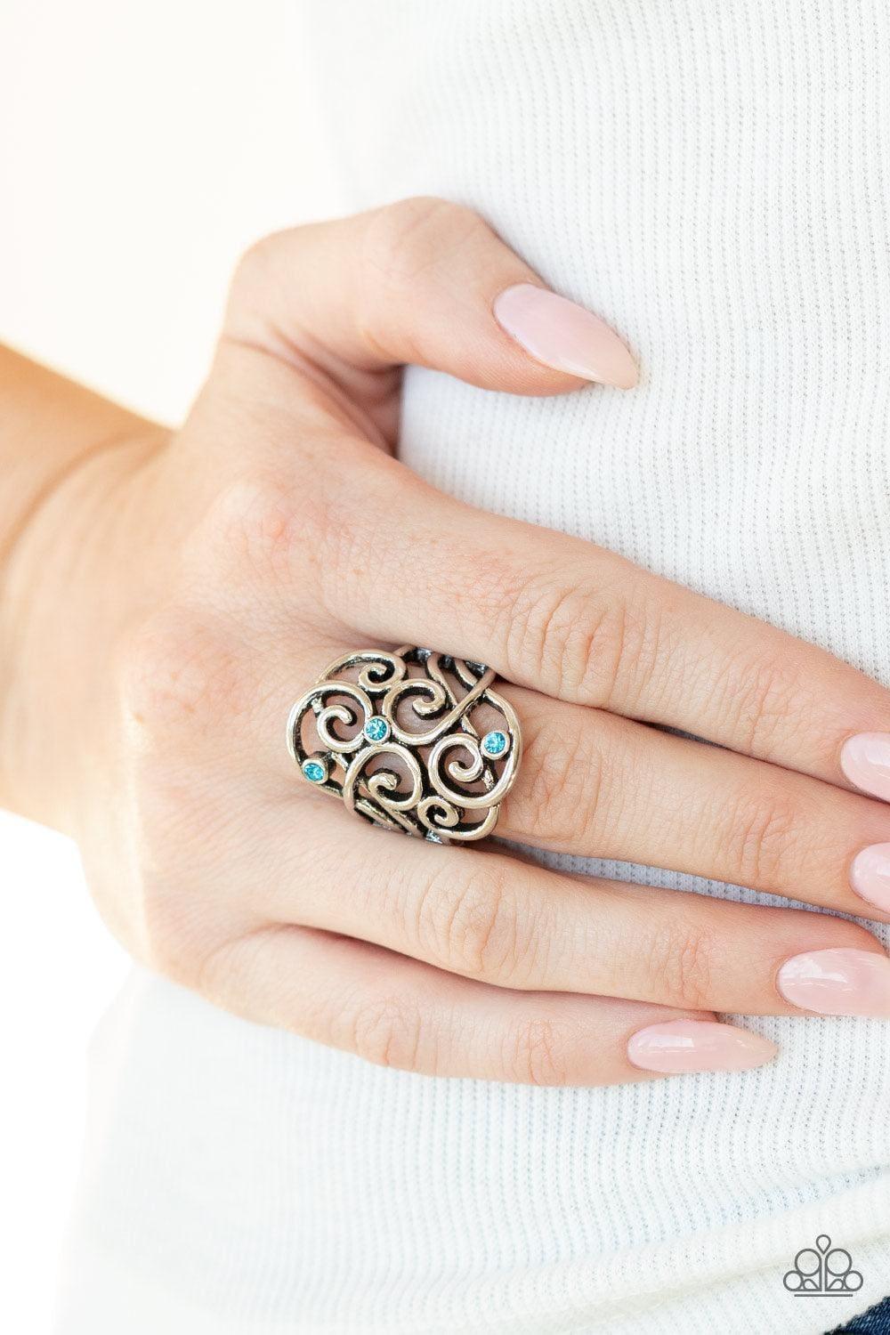 Paparazzi Accessories - Frill Out! - Blue Ring - Bling by JessieK