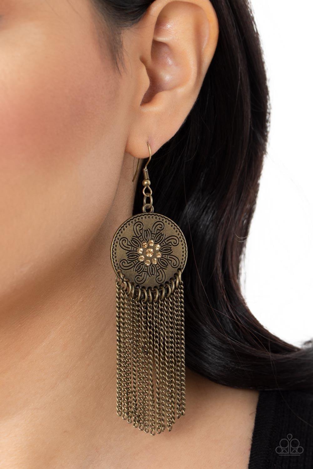 Paparazzi Accessories - Fringe Control - Brass Earrings - Bling by JessieK