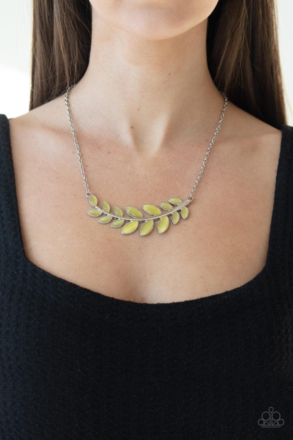 Paparazzi Jewelry Frosted Foliage Yellow Moonstone Necklace