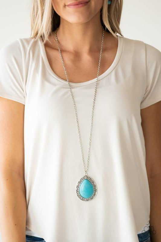 Paparazzi Accessories - Full Frontier - Blue Turquoise Stone Necklace - Bling by JessieK