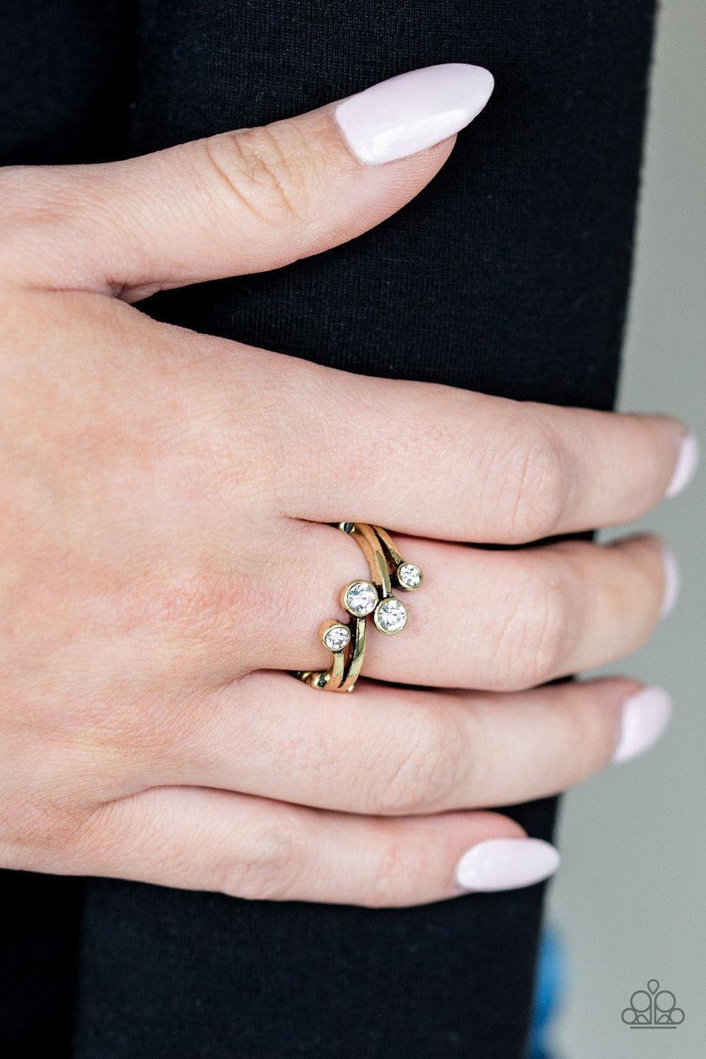 Paparazzi Accessories - Glowing Great Places - Brass Ring - Bling by JessieK