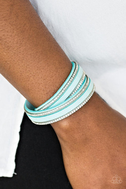 Paparazzi Accessories - Going For Glam - Blue Double Wrap Bracelet - Bling by JessieK