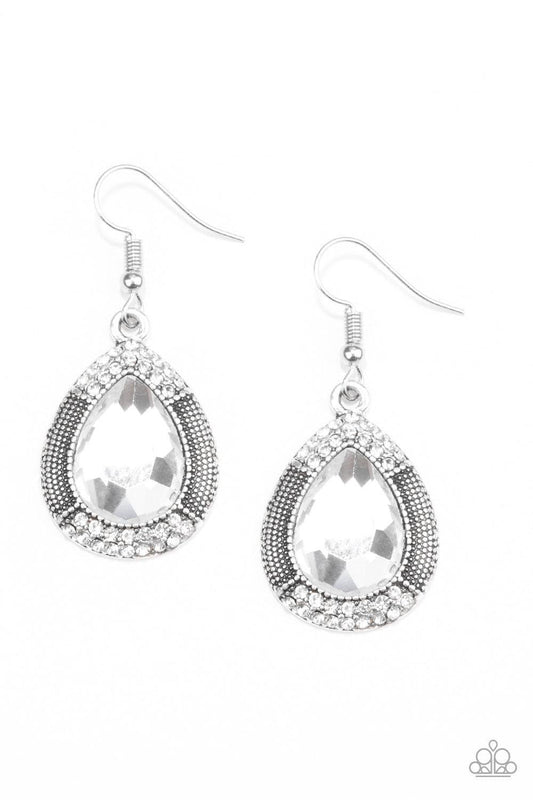 Paparazzi Accessories - Grandmaster Shimmer - White Earrings - Bling by JessieK
