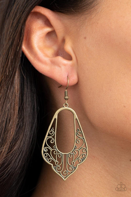 Paparazzi Accessories - Grapevine Glamour - Brass Earrings - Bling by JessieK