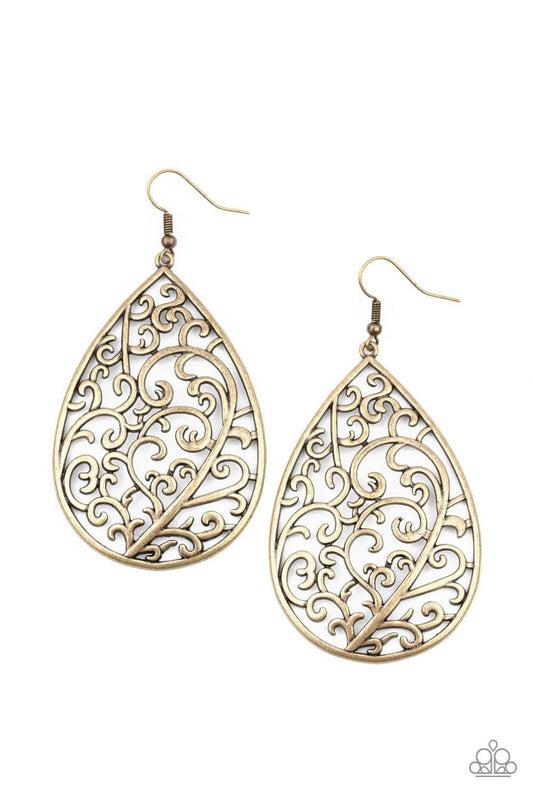 Paparazzi Accessories - Grapevine Grandeur - Brass Earrings - Bling by JessieK