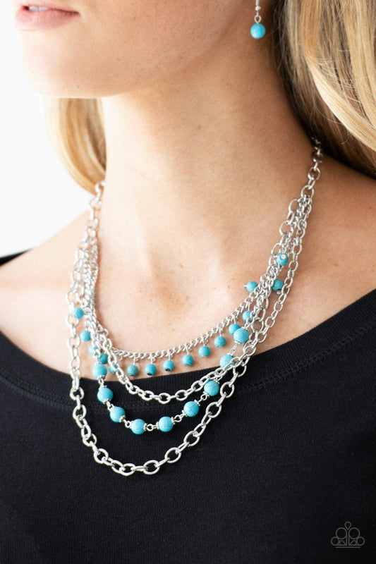 Paparazzi Accessories - Ground Forces - Blue (Turquoise) Necklace - Bling by JessieK