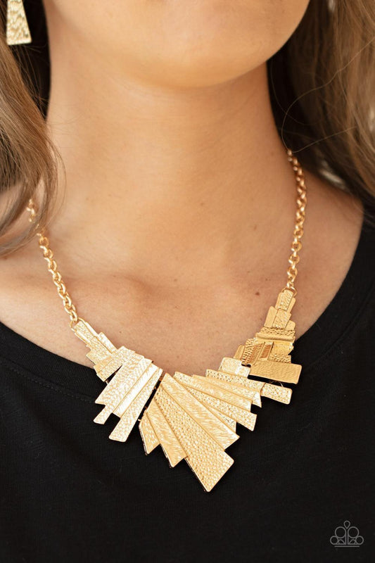 Paparazzi Accessories - Happily Ever Aftershock - Gold Necklace - Bling by JessieK