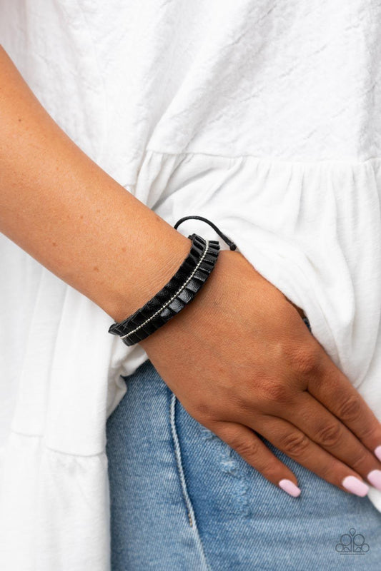 Paparazzi Accessories - Hard To Pleats - Black Urban Bracelet - Bling by JessieK