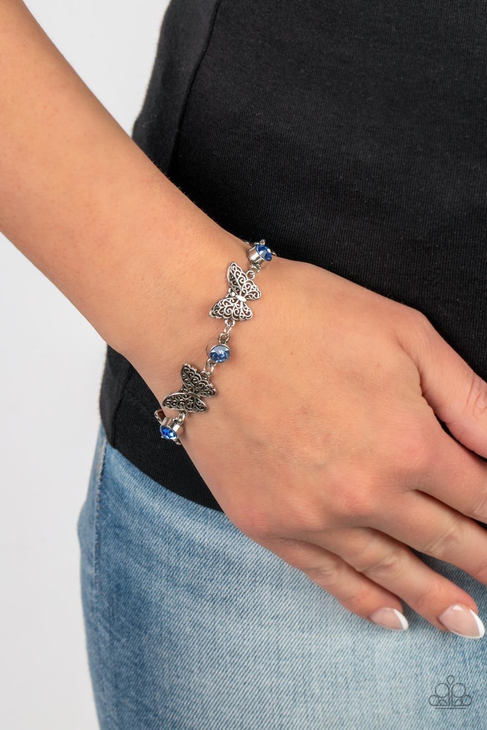 Paparazzi Accessories - Has a Wing To It - Blue Bracelet - Bling by JessieK