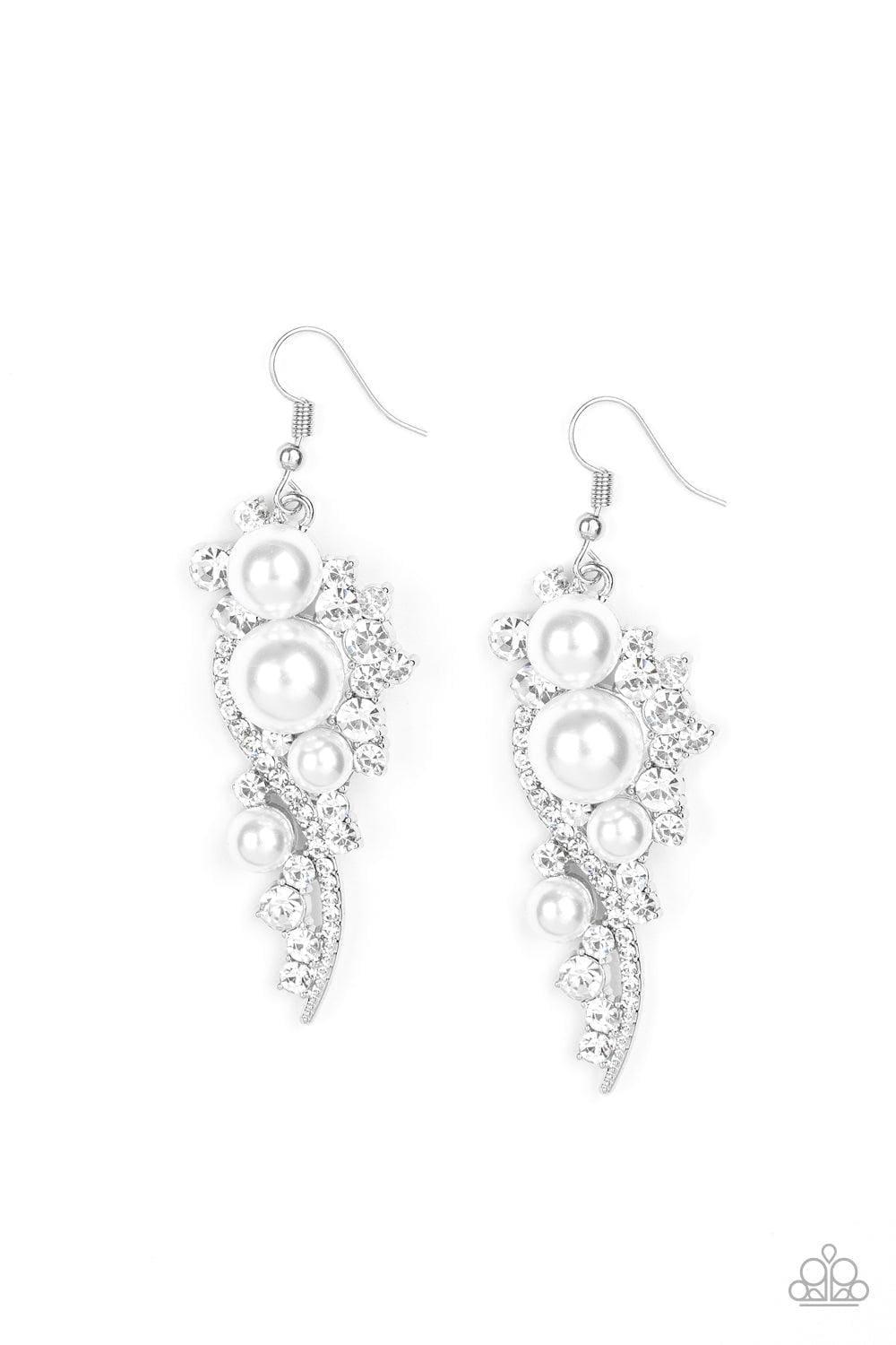 Paparazzi Accessories - High-end Elegance - White Earrings - Bling by JessieK