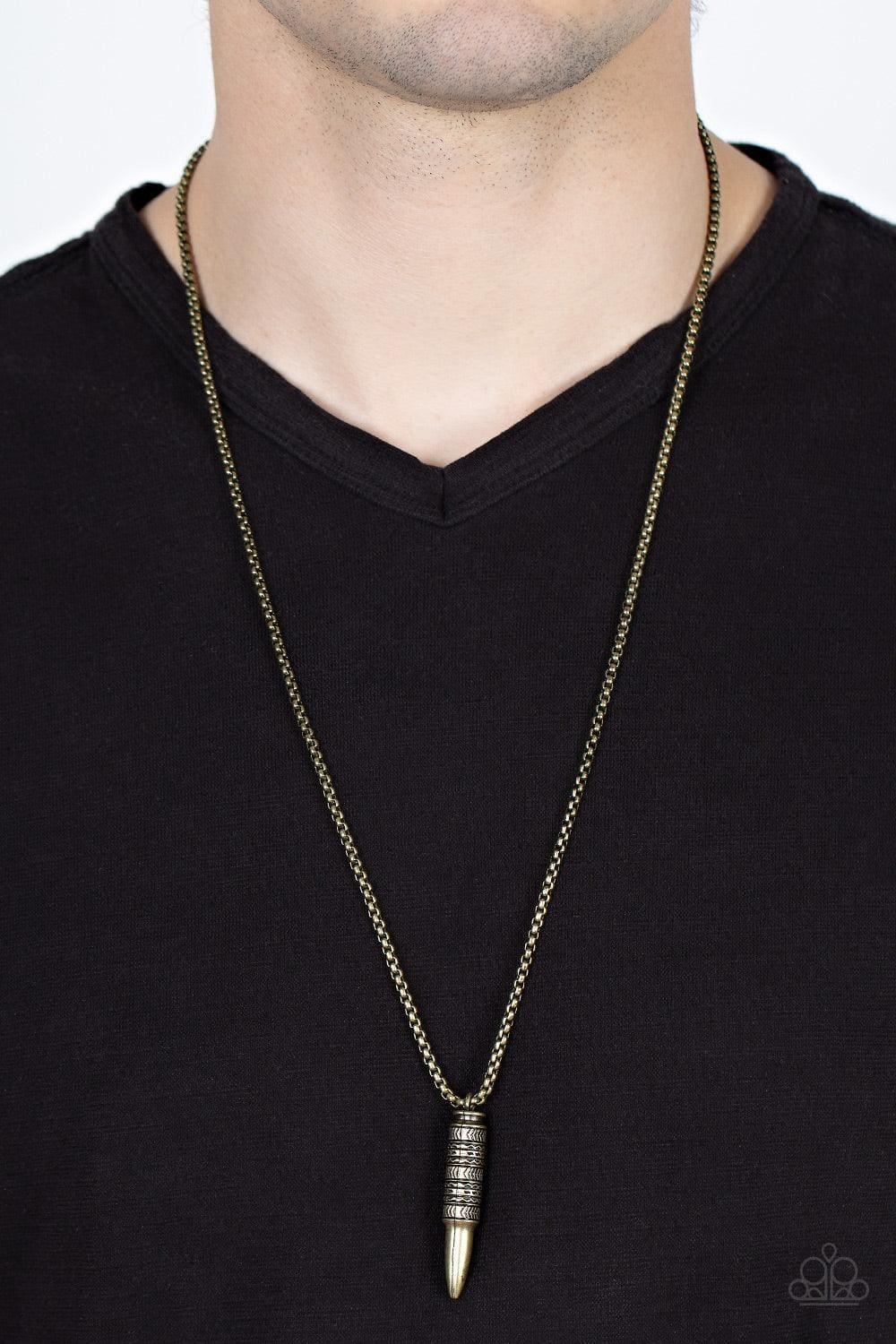 Paparazzi Accessories - Highland Hunter - Brass Bullet Men's Necklace - Bling by JessieK