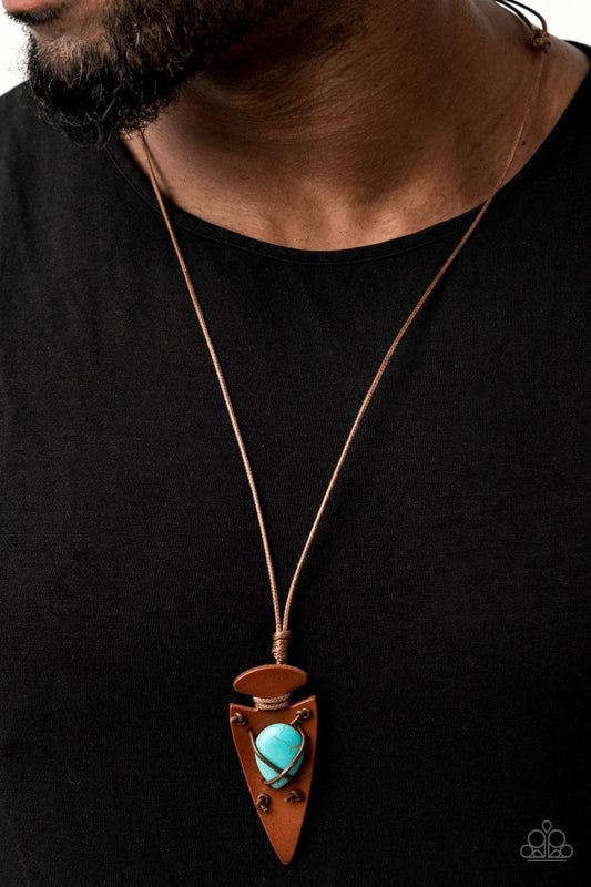Paparazzi Accessories - Hold Your Arrowhead Up High - Turquoise Men's Urban Necklace - Bling by JessieK