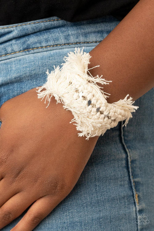 Paparazzi Accessories - Homespun Hardware - White Bracelet - Bling by JessieK