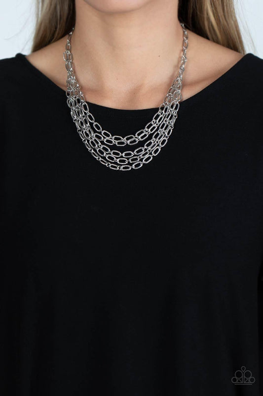 Paparazzi Accessories - House Of Chain - Silver Necklace - Bling by JessieK