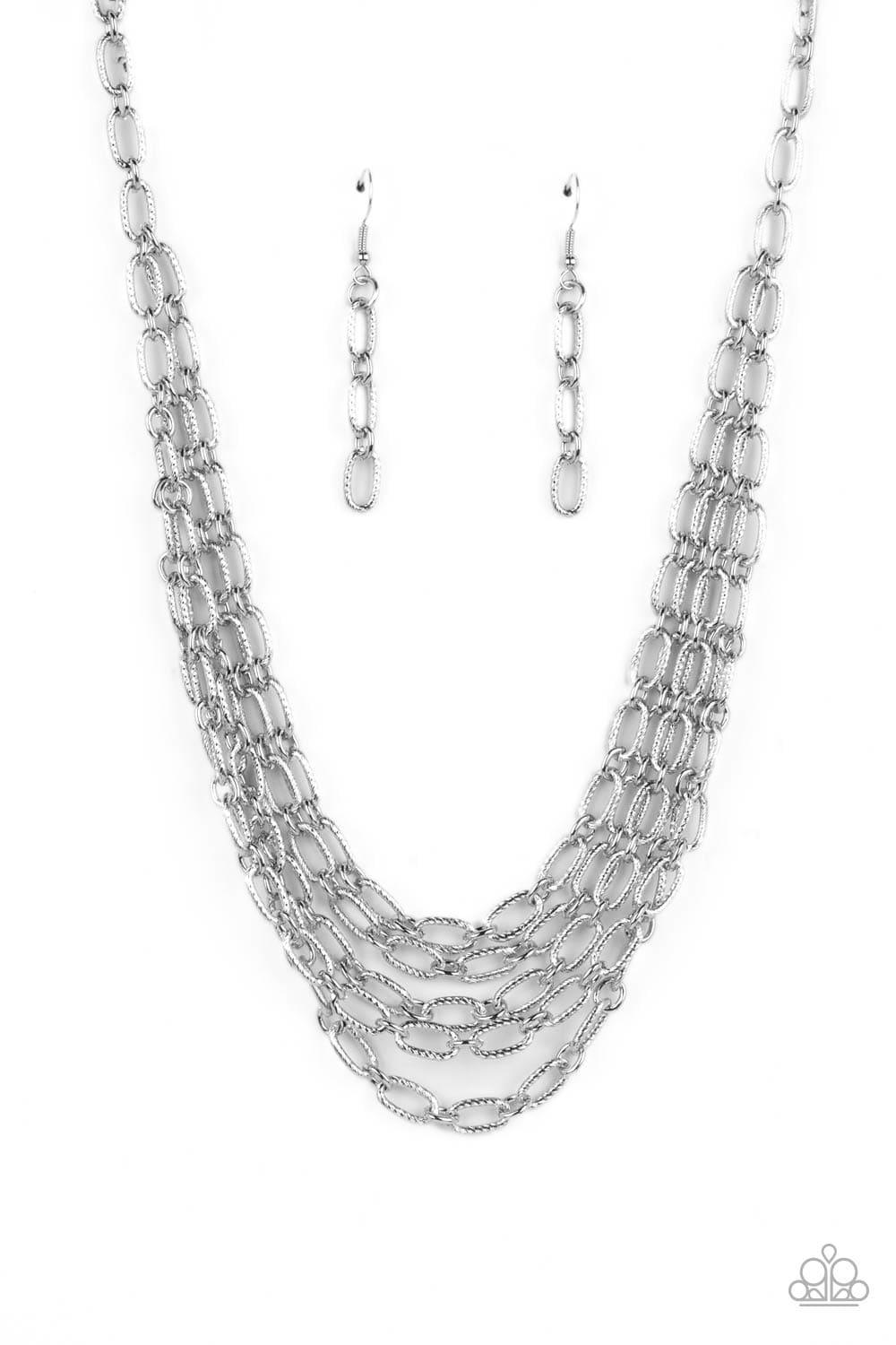 Paparazzi Accessories - House Of Chain - Silver Necklace - Bling by JessieK