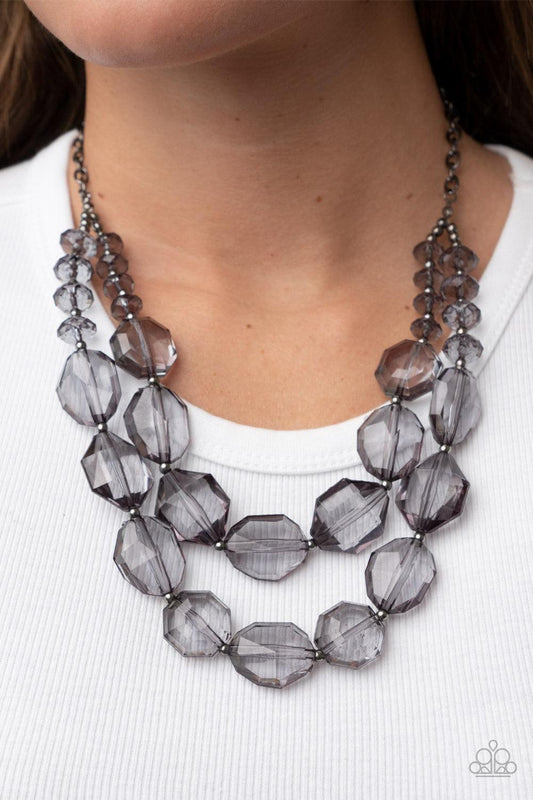 Paparazzi Accessories - Icy Illumination - Black Acrylic Necklace - Bling by JessieK