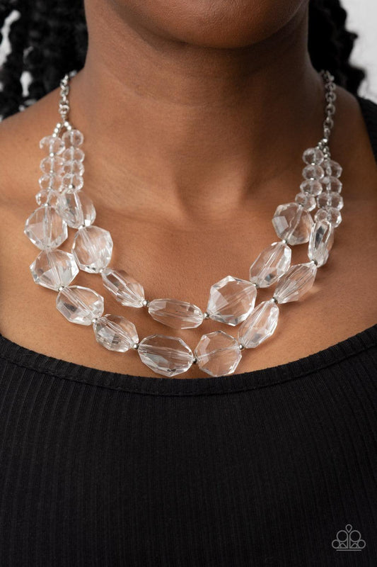 Paparazzi Accessories - Icy Illumination - White Acrylic Necklace - Bling by JessieK