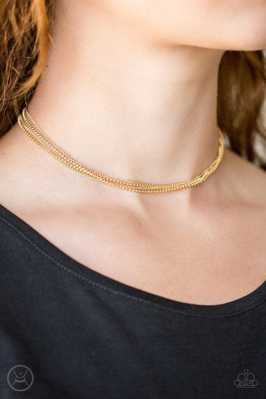 Paparazzi Accessories - If You Dare - Gold Choker Necklace - Bling by JessieK
