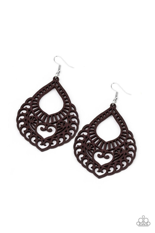 Paparazzi Accessories - If You Wood Be So Kind - Brown Earrings - Bling by JessieK