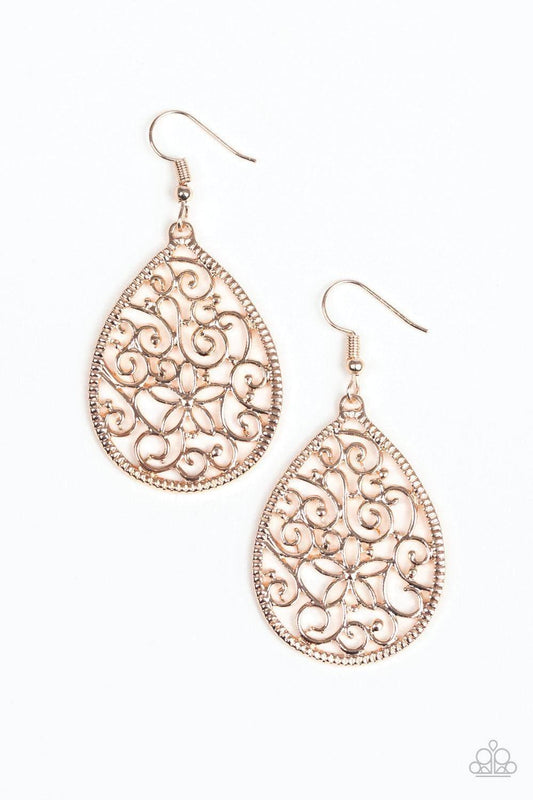 Paparazzi Accessories - Im Doing Vine - Rose Gold Earrings - Bling by JessieK