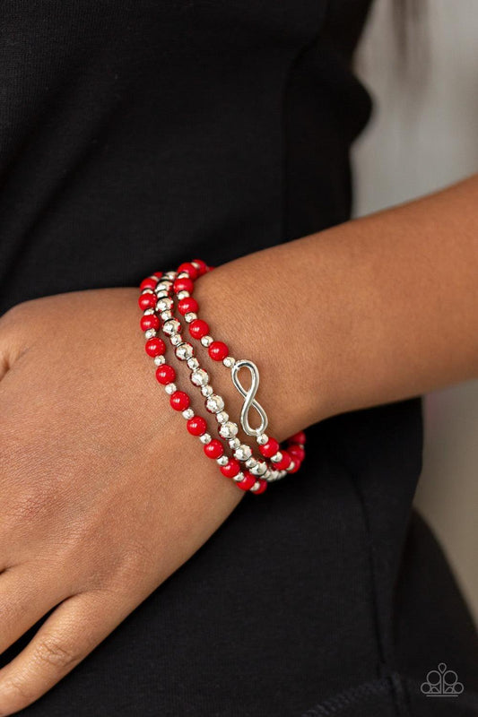 Paparazzi Accessories - Immeasurably Infinite - Red Bracelet - Bling by JessieK