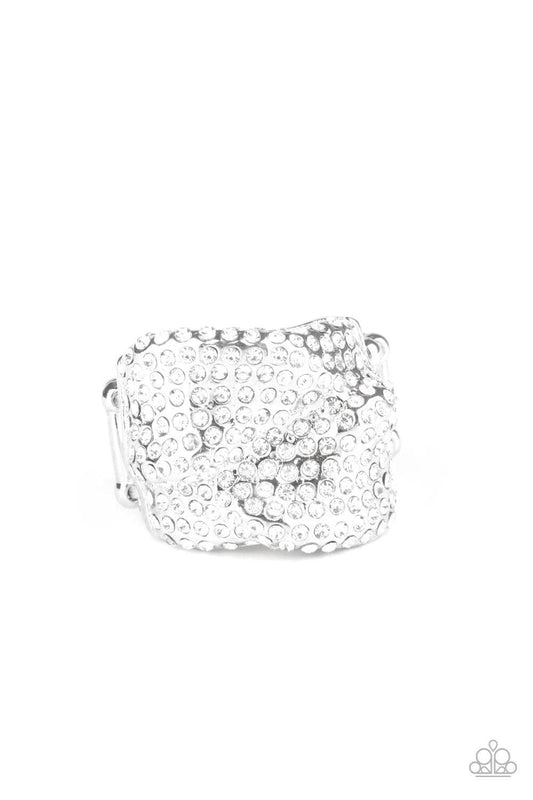 Paparazzi Accessories - Imperial Industrialism - White Ring - Bling by JessieK