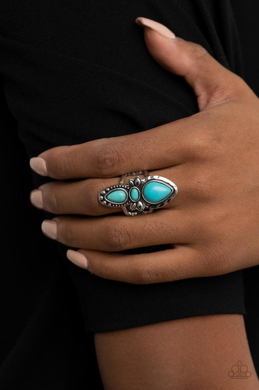 Paparazzi Accessories - In a Badlands Mood - Blue Ring - Bling by JessieK