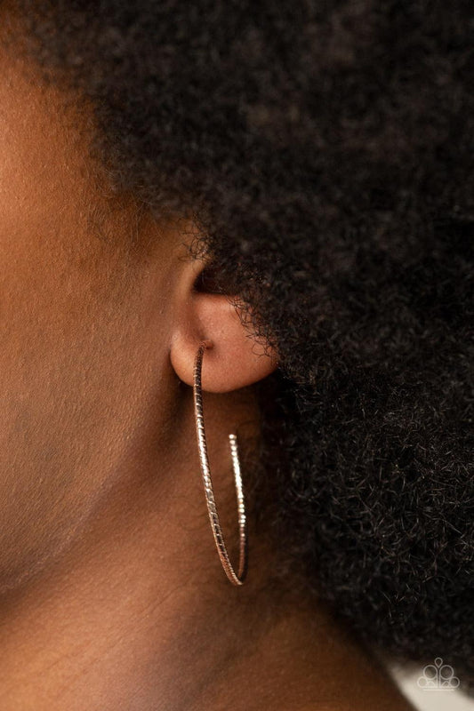 Paparazzi Accessories - Inclined To Entwine - Rose Gold Hoop Earrings - Bling by JessieK