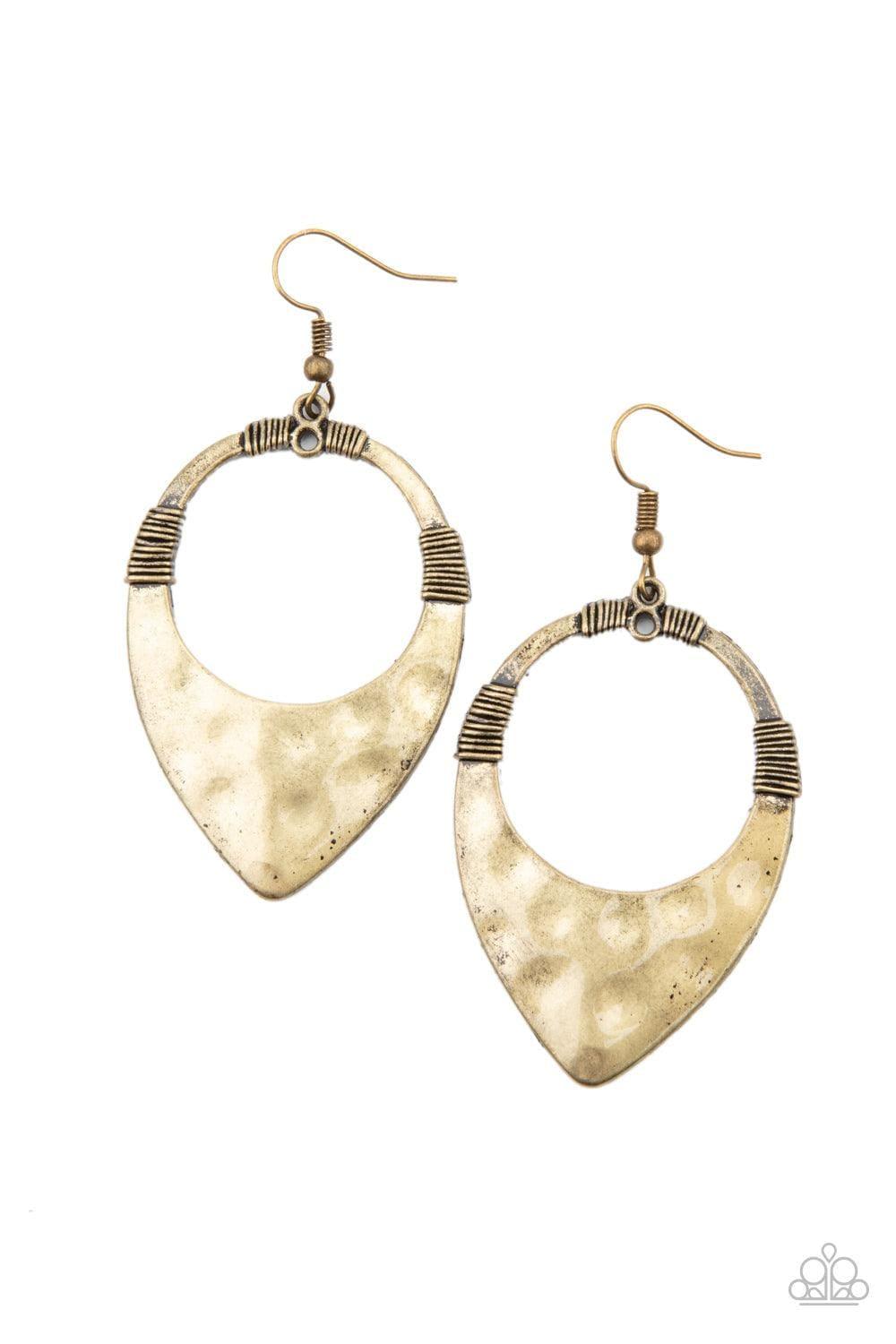Paparazzi Accessories - Instinctively Industrial - Brass Earrings - Bling by JessieK