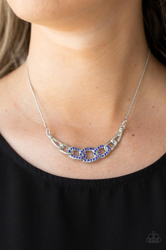 Paparazzi Accessories - Knot In Love - Blue Dainty Necklace - Bling by JessieK
