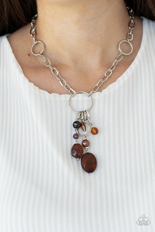 Paparazzi Accessories - Lay Down Your Charms - Brown Necklace - Bling by JessieK