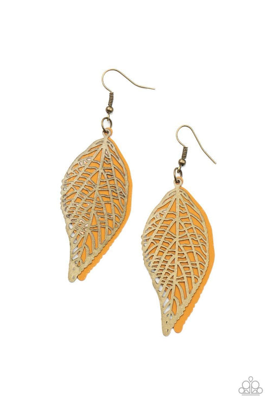 Paparazzi Accessories - Leafy Luxury - Brass Earrings - Bling by JessieK