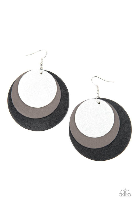 Paparazzi Accessories - Leather Forecast - Black Earrings - Bling by JessieK