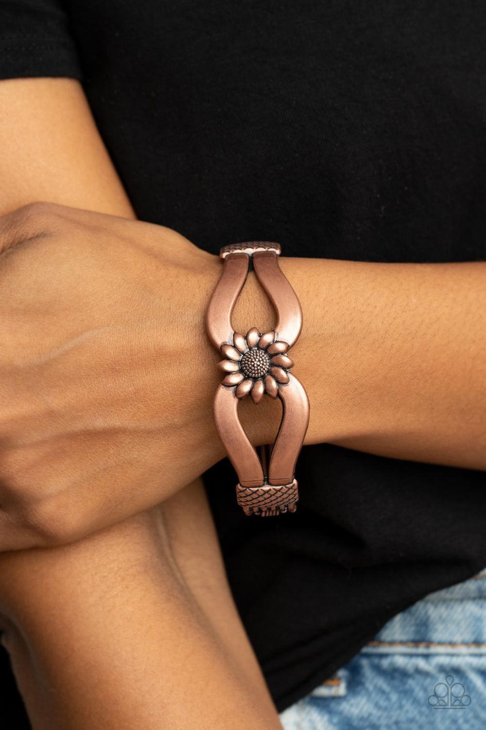 Paparazzi Accessories - Let a Hundred Sunflowers Bloom - Copper Bracelet - Bling by JessieK