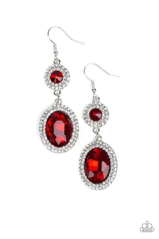 Paparazzi Accessories - Let It Bedazzle - Red Earrings - Bling by JessieK