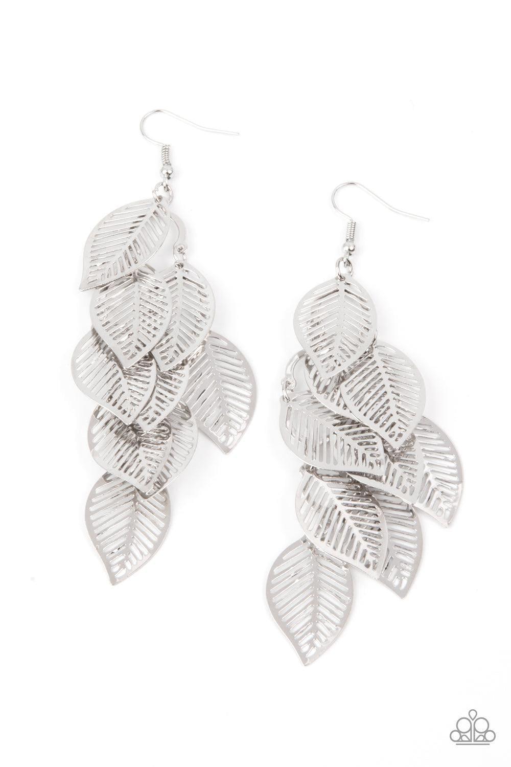 Paparazzi Accessories - Limitlessly Leafy - Silver Earrings - Bling by JessieK