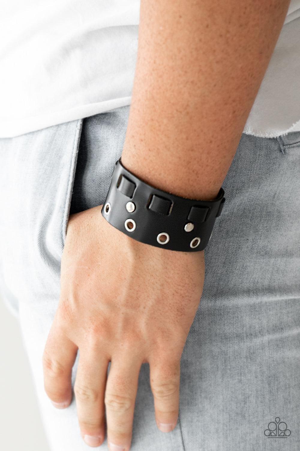Paparazzi Accessories - Mainstreet Motocross - Black Men's Snap Bracelet - Bling by JessieK