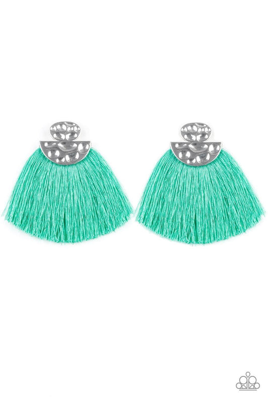 Paparazzi Accessories - Make Some Plume - Green Earrings - Bling by JessieK