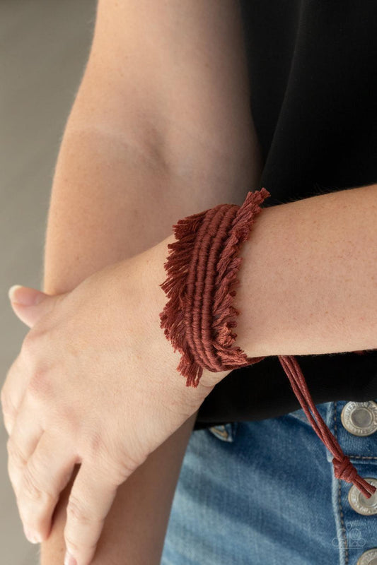 Paparazzi Accessories - Make Yourself At Homespun - Brown Bracelet - Bling by JessieK